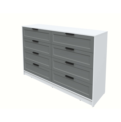 Kомод Тренд КТ-К157 (Белый платинум ЛДСП/ Серый ЛМДФ) Ш1565 В1020 Г451